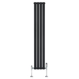 Flat Single Column Radiator & Valves  1800mm x 280mm  Black