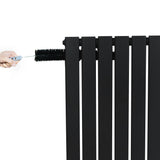 Flat Single Column Radiator & Valves  1800mm x 280mm  Black