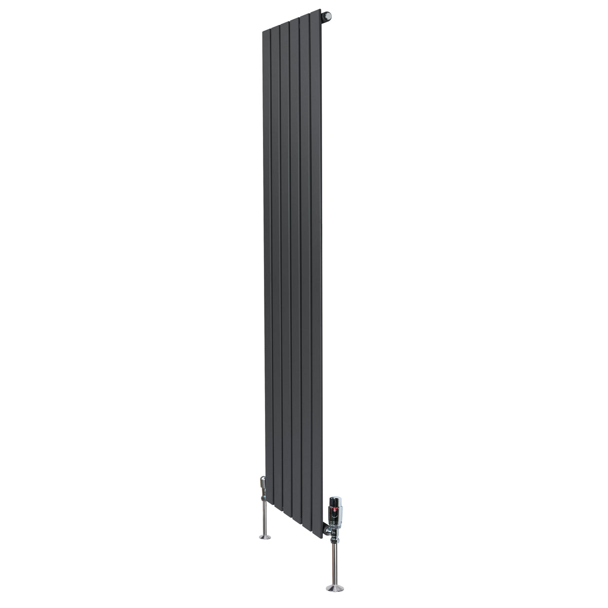 Flat Single Column Radiator & Valves  1800mm x 420mm  Anthracite Grey