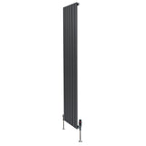 Flat Single Column Radiator & Valves  1800mm x 420mm  Anthracite Grey