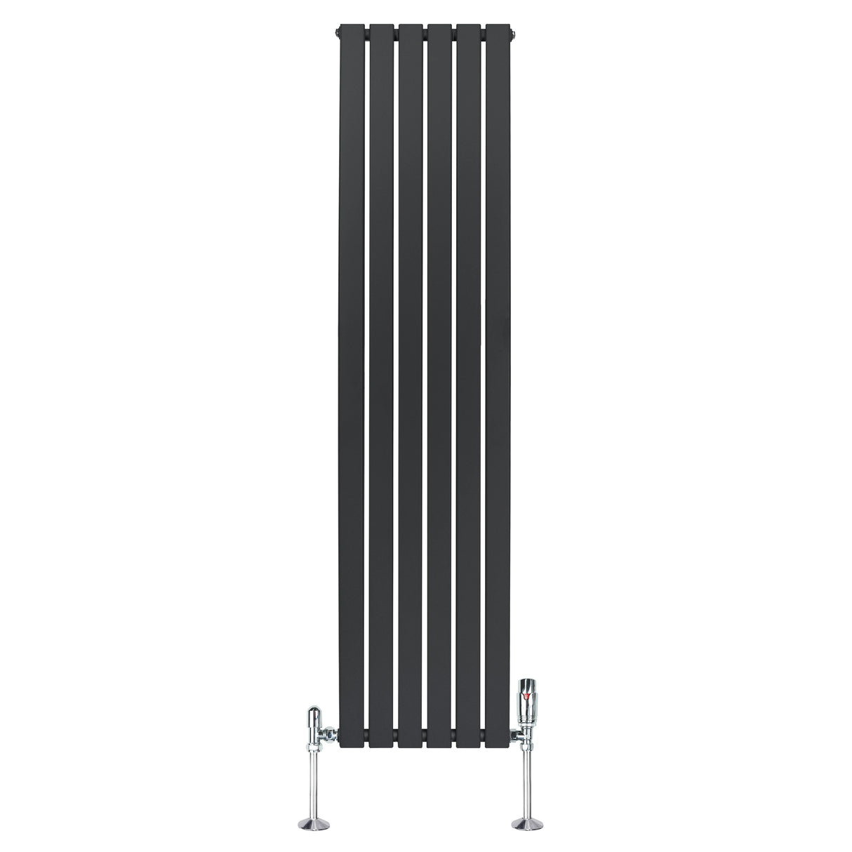Flat Single Column Radiator & Valves  1800mm x 420mm  Anthracite Grey