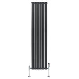 Flat Single Column Radiator & Valves  1800mm x 420mm  Anthracite Grey