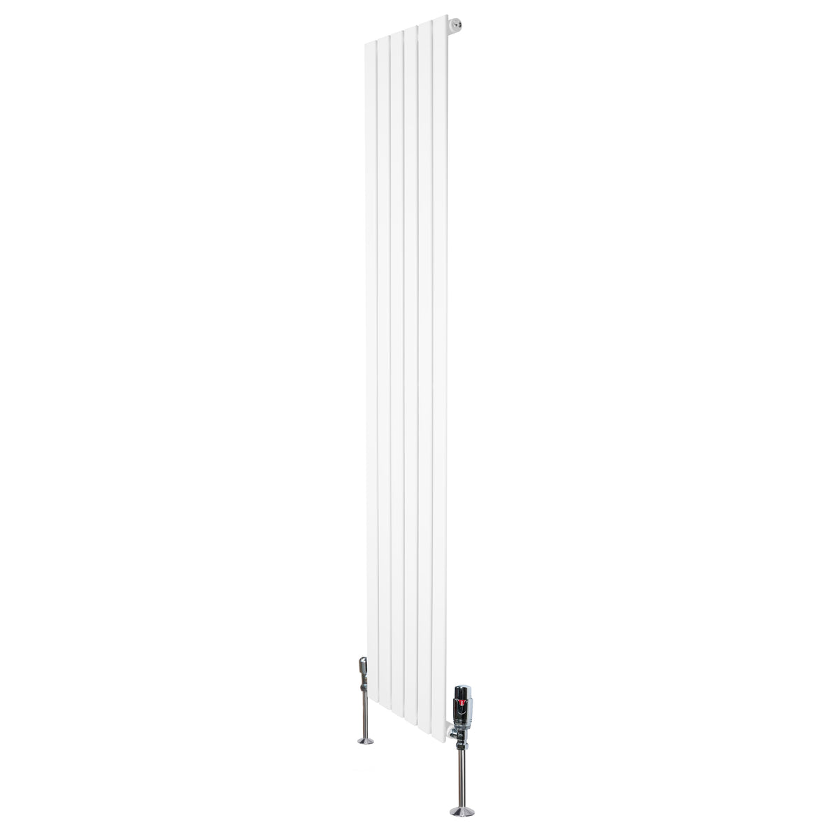 Flat Single Column Radiator & Valves  1800mm x 420mm  White