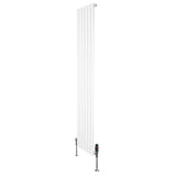 Flat Single Column Radiator & Valves  1800mm x 420mm  White