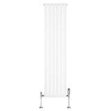 Flat Single Column Radiator & Valves  1800mm x 420mm  White