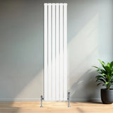 Flat Single Column Radiator & Valves  1800mm x 420mm  White