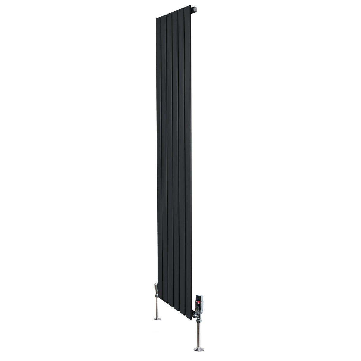 Flat Single Column Radiator & Valves  1800mm x 420mm  Black