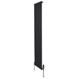 Flat Single Column Radiator & Valves  1800mm x 420mm  Black