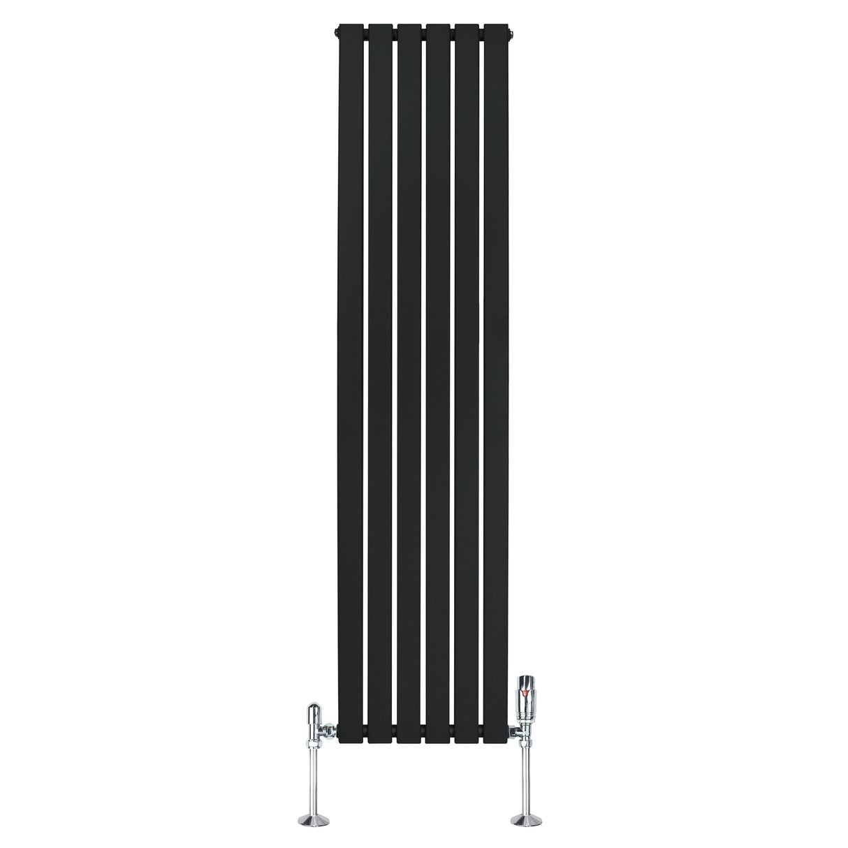Flat Single Column Radiator & Valves  1800mm x 420mm  Black