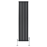 Flat Single Column Radiator & Valves  1800mm x 420mm  Black
