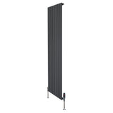 Flat Single Column Radiator & Valves  1800mm x 560mm  Anthracite Grey