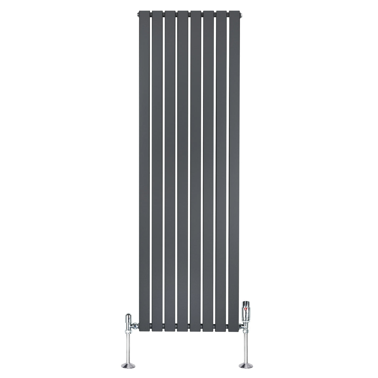 Flat Single Column Radiator & Valves  1800mm x 560mm  Anthracite Grey