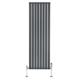 Flat Single Column Radiator & Valves  1800mm x 560mm  Anthracite Grey