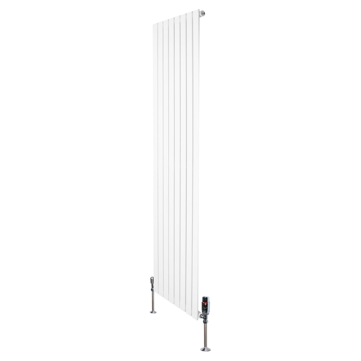 Flat Single Column Radiator & Valves  1800mm x 560mm  White