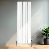Flat Single Column Radiator & Valves  1800mm x 560mm  White