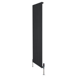 Flat Single Column Radiator & Valves  1800mm x 560mm  Black