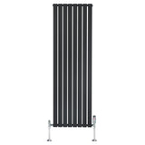 Flat Single Column Radiator & Valves  1800mm x 560mm  Black