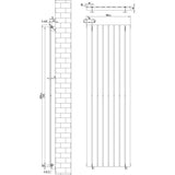 Flat Single Column Radiator & Valves  1800mm x 560mm  Black