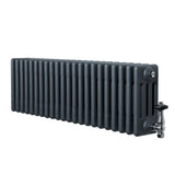 Traditional 4 Column Radiator & Valves - 300 x 1010mm - Anthracite Grey
