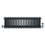 Traditional 4 Column Radiator & Valves - 300 x 1010mm - Anthracite Grey