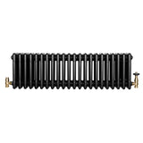 Traditional 4 Column Radiator & Valves - 300 x 1010mm - Black