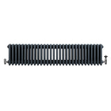 Traditional 4 Column Radiator & Valves - 300 x 1370mm - Anthracite Grey