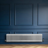 Traditional 4 Column Radiator & Valves - 300 x 1370mm - White