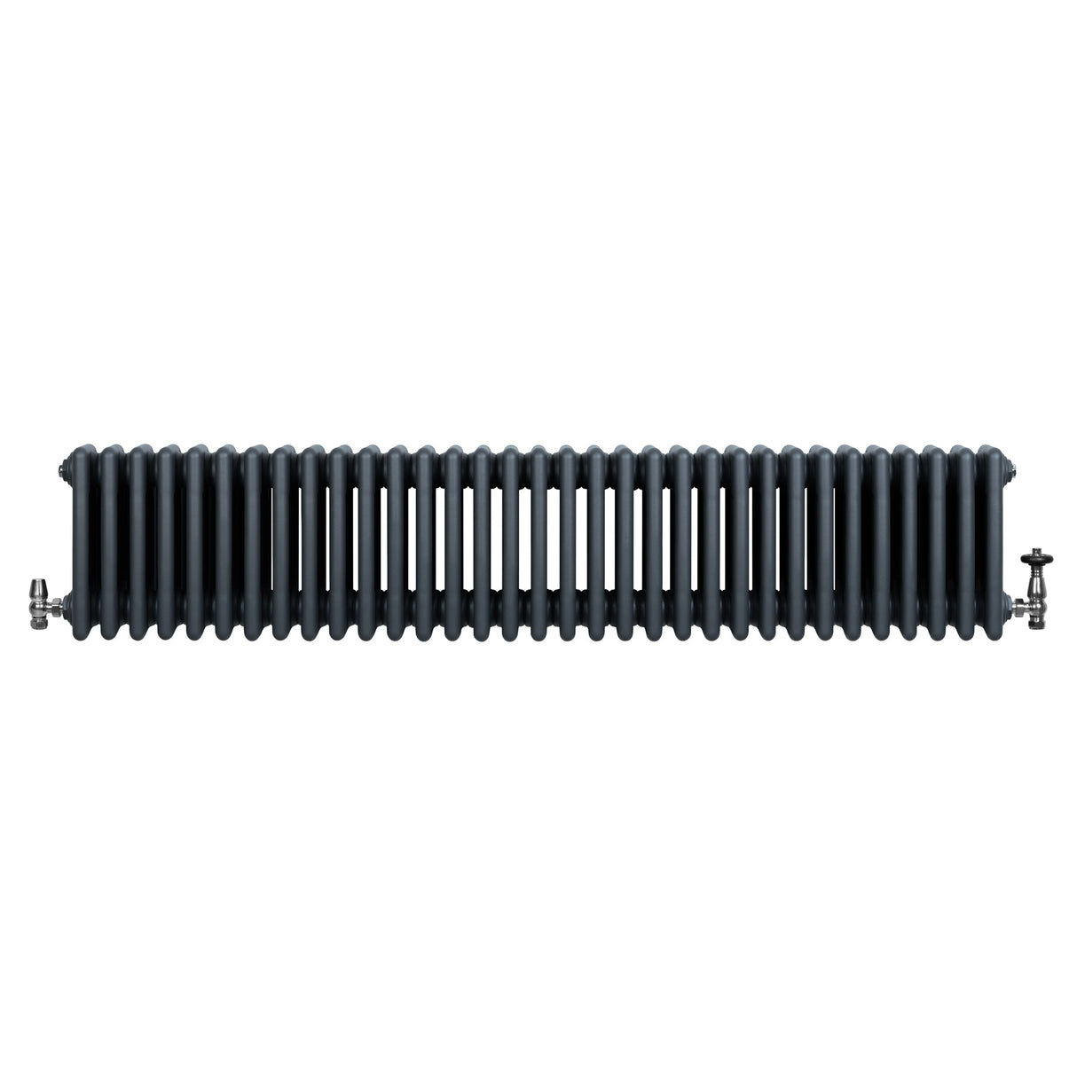 Traditional 4 Column Radiator & Valves - 300 x 1505mm - Anthracite Grey