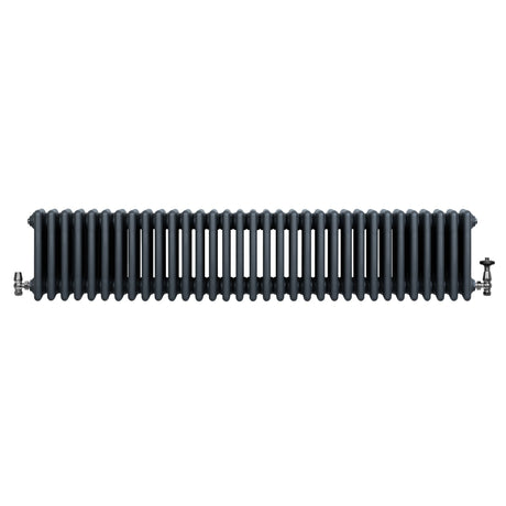 Traditional 4 Column Radiator & Valves - 300 x 1505mm - Anthracite Grey