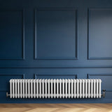 Traditional 4 Column Radiator & Valves - 300 x 1505mm - White