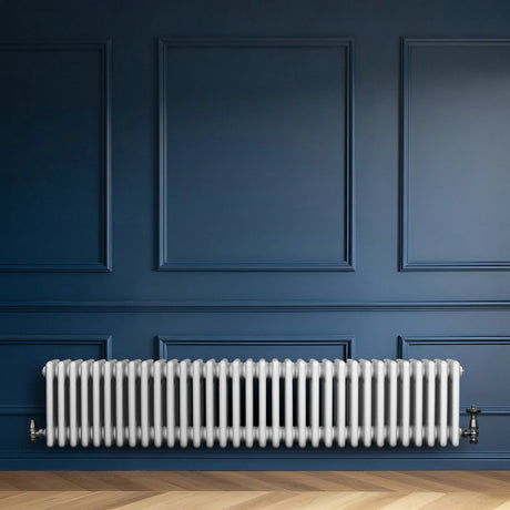 Traditional 4 Column Radiator & Valves - 300 x 1505mm - White