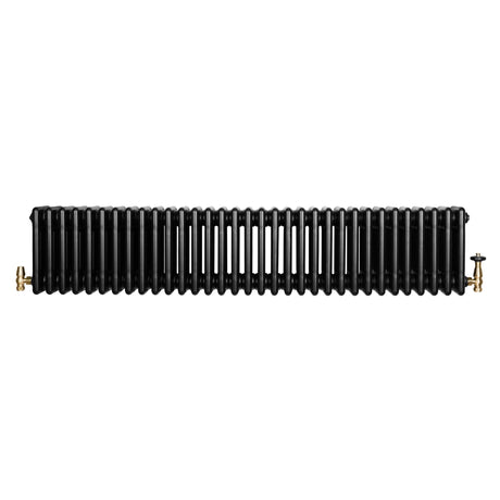 Traditional 4 Column Radiator & Valves - 300 x 1505mm - Black