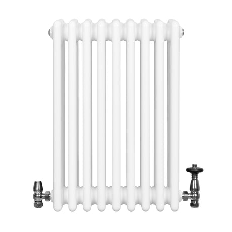 Traditional 4 Column Radiator & Valves - 600 x 425mm - White