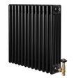 Traditional 4 Column Radiator & Valves - 600 x 605mm - Black
