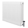Traditional 4 Column Radiator & Valves - 600 x 785mm - White