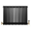 Traditional 4 Column Radiator & Valves - 600 x 785mm - Black