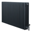 Traditional 4 Column Radiator & Valves - 600 x 1010mm - Anthracite Grey