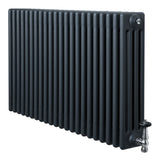 Traditional 4 Column Radiator & Valves - 600 x 1010mm - Anthracite Grey