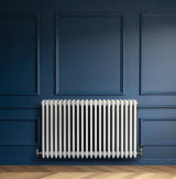 Traditional 4 Column Radiator & Valves - 600 x 1010mm - White