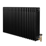 Traditional 4 Column Radiator & Valves - 600 x 1010mm - Black