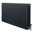 Traditional 4 Column Radiator & Valves - 600 x 1190mm - Anthracite Grey