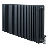 Traditional 4 Column Radiator & Valves - 600 x 1190mm - Anthracite Grey
