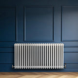 Traditional 4 Column Radiator & Valves - 600 x 1190mm - White