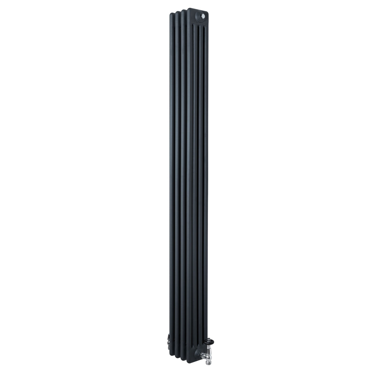 Traditional 4 Column Radiator & Valves - 1800 x 200mm - Anthracite Grey