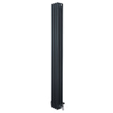 Traditional 4 Column Radiator & Valves - 1800 x 200mm - Anthracite Grey