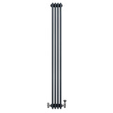 Traditional 4 Column Radiator & Valves - 1800 x 200mm - Anthracite Grey