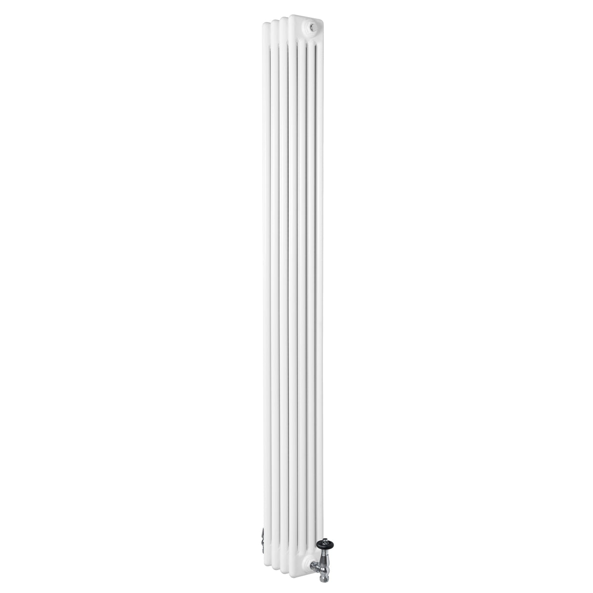 Traditional 4 Column Radiator & Valves - 1800 x 200mm -  White