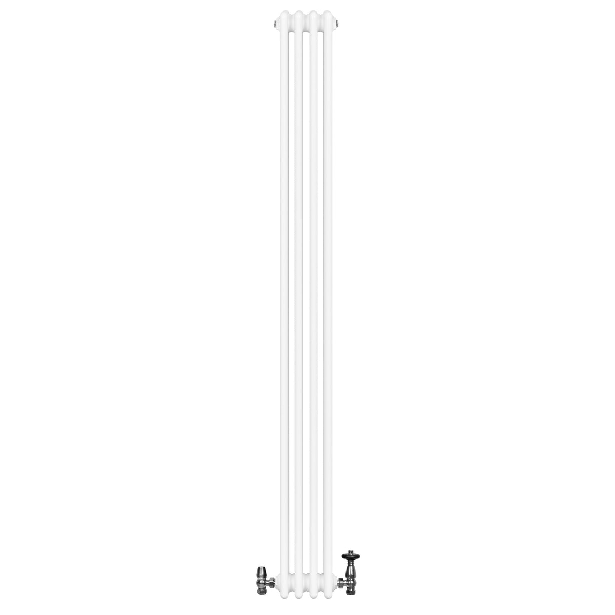 Traditional 4 Column Radiator & Valves - 1800 x 200mm -  White