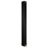 Traditional 4 Column Radiator & Valves - 1800 x 200mm -  Black