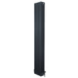 Traditional 4 Column Radiator & Valves - 1800 x 290mm - Anthracite Grey